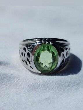 Vintage 1930s 925 Signet Peridot Openwork Ring Clark & Coombs